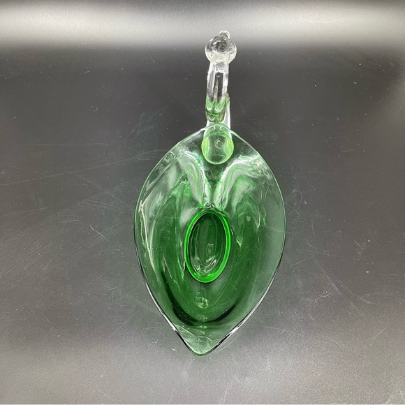 Vintage Duncan Miller Glass SWAN Console Bowl Emerald Green Bowl Candy Dish - Picture 5 of 12